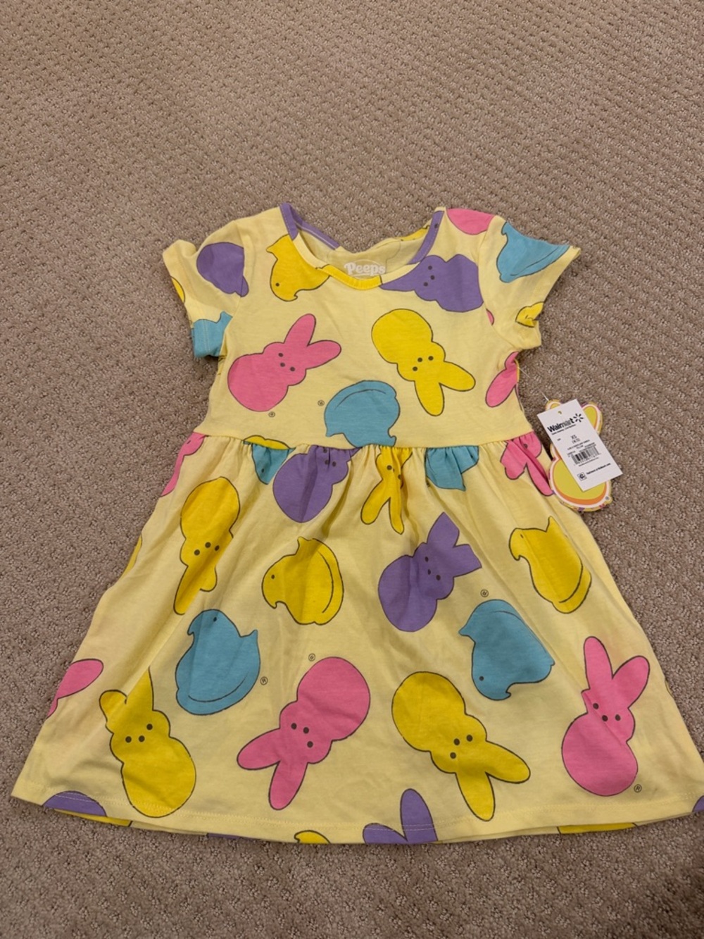 Peeps Yellow Bunny Print Girls' Casual Dress